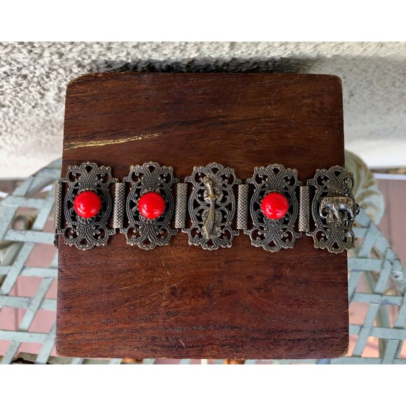 Vintage Filgree Moroccan Bracelet w/ Sword, Elephant Souvenir Du Maroc - Picture 7 of 7
